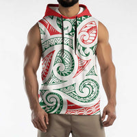 New Zealand Kowhaiwhai Christmas Sleeveless Hoodie Traditional Maori Koru Pattern - Polynesian Pride