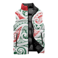 New Zealand Kowhaiwhai Christmas Sleeveless Puffer Jacket Traditional Maori Koru Pattern - Polynesian Pride