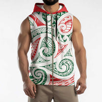 New Zealand Kowhaiwhai Christmas Sleeveless Zip Hoodie Traditional Maori Koru Pattern - Polynesian Pride