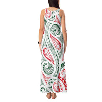 New Zealand Kowhaiwhai Christmas Tank Maxi Dress Traditional Maori Koru Pattern - Polynesian Pride