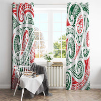 New Zealand Kowhaiwhai Christmas Window Curtain Traditional Maori Koru Pattern - Polynesian Pride