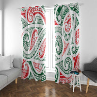 New Zealand Kowhaiwhai Christmas Window Curtain Traditional Maori Koru Pattern - Polynesian Pride