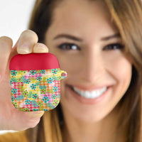 Hawaiian Palaka AirPods Case Hibiscus Palm Leaf Pattern LT9 Yellow - Polynesian Pride