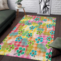 Hawaiian Palaka Area Rug Hibiscus Palm Leaf Pattern - Polynesian Pride