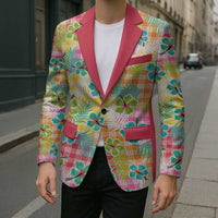 Hawaiian Palaka Blazer Hibiscus Palm Leaf Pattern LT9 - Polynesian Pride
