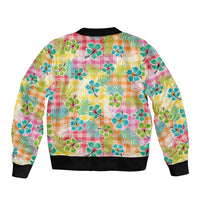 Hawaiian Palaka Bomber Jacket Hibiscus Palm Leaf Pattern - Polynesian Pride