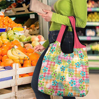 Hawaiian Palaka Grocery Bag Hibiscus Palm Leaf Pattern - Polynesian Pride