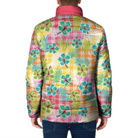 Hawaiian Palaka Padded Jacket Hibiscus Palm Leaf Pattern LT9 - Polynesian Pride