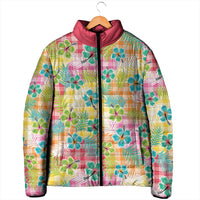 Hawaiian Palaka Padded Jacket Hibiscus Palm Leaf Pattern LT9 - Polynesian Pride