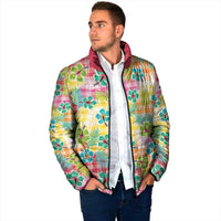 Hawaiian Palaka Padded Jacket Hibiscus Palm Leaf Pattern LT9 - Polynesian Pride