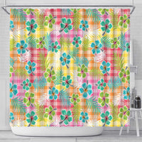 Hawaiian Palaka Shower Curtain Hibiscus Palm Leaf Pattern LT9 - Polynesian Pride