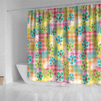 Hawaiian Palaka Shower Curtain Hibiscus Palm Leaf Pattern LT9 - Polynesian Pride