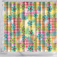 Hawaiian Palaka Shower Curtain Hibiscus Palm Leaf Pattern LT9 - Polynesian Pride