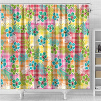 Hawaiian Palaka Shower Curtain Hibiscus Palm Leaf Pattern LT9 - Polynesian Pride