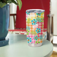 Hawaiian Palaka Tumbler Cup Hibiscus Palm Leaf Pattern - Polynesian Pride