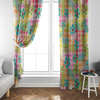 Hawaiian Palaka Window Curtain Hibiscus Palm Leaf Pattern - Polynesian Pride