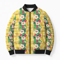 Hawaiian Palaka Bomber Puffer Jacket Hibiscus Pineapple Lei - Polynesian Pride