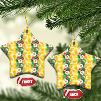 Hawaiian Palaka Ceramic Ornament Hibiscus Pineapple Lei - Polynesian Pride