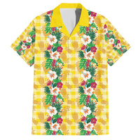 Hawaiian Palaka Family Matching Off The Shoulder Long Sleeve Dress and Hawaiian Shirt Hibiscus Pineapple Lei - Polynesian Pride