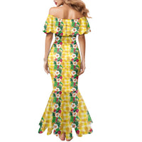 Hawaiian Palaka Mermaid Dress Hibiscus Pineapple Lei - Polynesian Pride