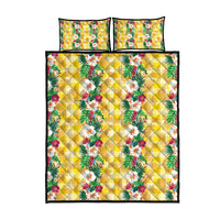 Hawaiian Palaka Quilt Bed Set Hibiscus Pineapple Lei - Polynesian Pride