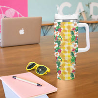 Hawaiian Palaka Tumbler With Handle Hibiscus Pineapple Lei - Polynesian Pride