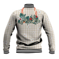 Brown Hawaiian Palaka Baseball Jacket Kukui Nut Money Lei - Polynesian Pride