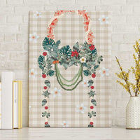 Brown Hawaiian Palaka Canvas Wall Art Kukui Nut Money Lei - Polynesian Pride