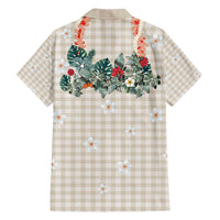 Brown Hawaiian Palaka Family Matching Short Sleeve Bodycon Dress and Hawaiian Shirt Kukui Nut Money Lei - Polynesian Pride