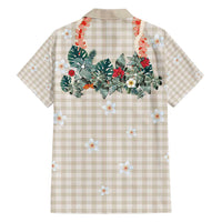 Brown Hawaiian Palaka Hawaiian Shirt Kukui Nut Money Lei - Polynesian Pride