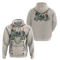 Brown Hawaiian Palaka Hoodie Kukui Nut Money Lei - Polynesian Pride