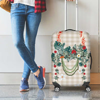 Brown Hawaiian Palaka Luggage Cover Kukui Nut Money Lei - Polynesian Pride