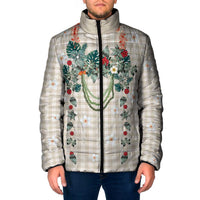 Brown Hawaiian Palaka Padded Jacket Kukui Nut Money Lei - Polynesian Pride