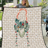 Brown Hawaiian Palaka Quilt Kukui Nut Money Lei - Polynesian Pride