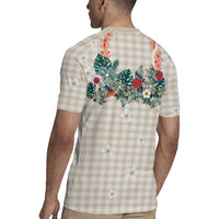 Brown Hawaiian Palaka Rugby Jersey Kukui Nut Money Lei - Polynesian Pride