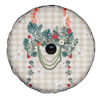 Brown Hawaiian Palaka Spare Tire Cover Kukui Nut Money Lei - Polynesian Pride