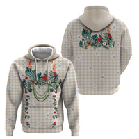 Brown Hawaiian Palaka Zip Hoodie Kukui Nut Money Lei - Polynesian Pride