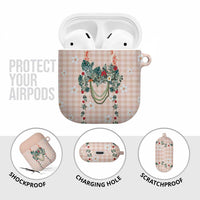 Peach Hawaiian Palaka AirPods Case Kukui Nut Money Lei - Polynesian Pride