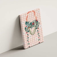 Peach Hawaiian Palaka Canvas Wall Art Kukui Nut Money Lei - Polynesian Pride