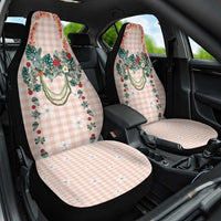 Peach Hawaiian Palaka Car Seat Cover Kukui Nut Money Lei - Polynesian Pride