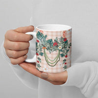 Peach Hawaiian Palaka Ceramic Mug Kukui Nut Money Lei - Polynesian Pride