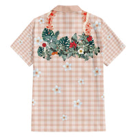 Peach Hawaiian Palaka Family Matching Puletasi and Hawaiian Shirt Kukui Nut Money Lei - Polynesian Pride