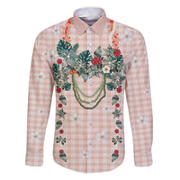 Peach Hawaiian Palaka Family Matching Puletasi and Hawaiian Shirt Kukui Nut Money Lei - Polynesian Pride