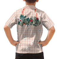 Peach Hawaiian Palaka Family Matching Tank Maxi Dress and Hawaiian Shirt Kukui Nut Money Lei - Polynesian Pride