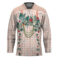 Peach Hawaiian Palaka Hockey Jersey Kukui Nut Money Lei - Polynesian Pride