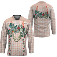 Peach Hawaiian Palaka Hockey Jersey Kukui Nut Money Lei - Polynesian Pride