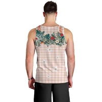 Peach Hawaiian Palaka Men Tank Top Kukui Nut Money Lei - Polynesian Pride