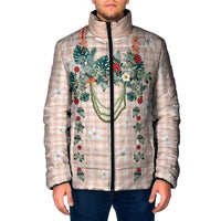 Peach Hawaiian Palaka Padded Jacket Kukui Nut Money Lei - Polynesian Pride