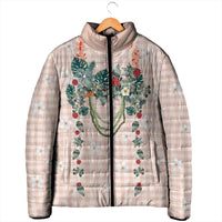 Peach Hawaiian Palaka Padded Jacket Kukui Nut Money Lei - Polynesian Pride