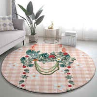 Peach Hawaiian Palaka Round Carpet Kukui Nut Money Lei - Polynesian Pride